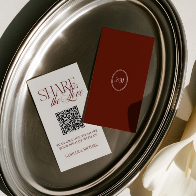 Share the Love QR Code Monogram Wedding  Enclosure Card (Share the Love QR Code Monogram Wedding Enclosure Card)