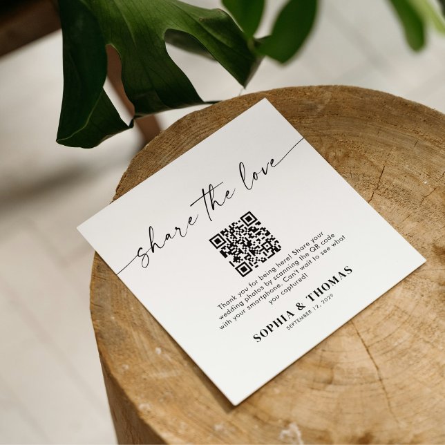 Share The Love QR Code Wedding Photo Sharing Enclosure Card (Creator Uploaded)