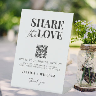 Share the love QR code wedding photo sharing Pedestal Sign