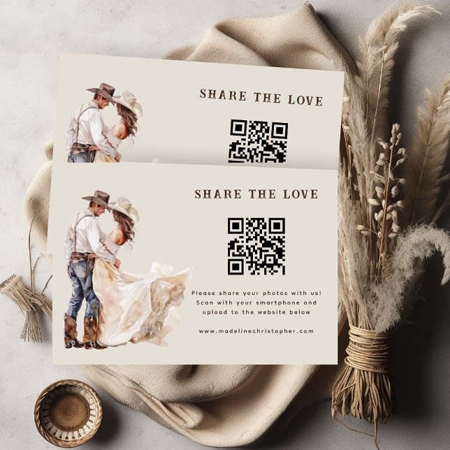 Share the Love Rustic Western Wedding QR Code Enclosure Card (Creator Uploaded)