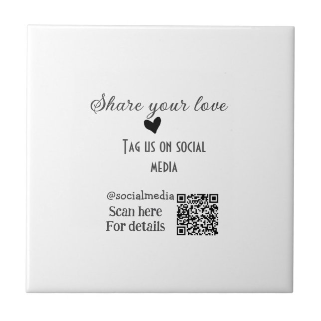 Share the love scan QR code add social details Ceramic Tile (Front)