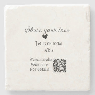 Share the love scan QR code add social details Stone Coaster
