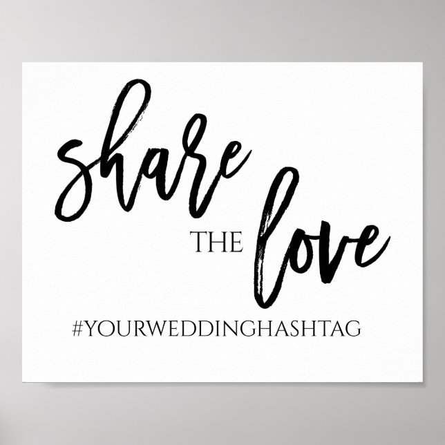 Share the Love Wedding Hashtag Sign | 8x10 | Black (Front)