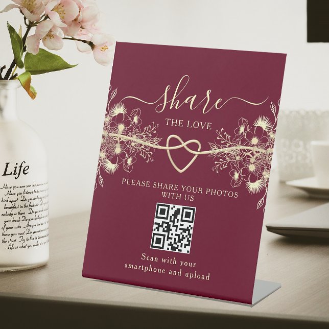 Share The Love Wedding QR Code Pedestal Sign (Creator Uploaded)