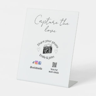 share the love wedding qr couple love name date pedestal sign