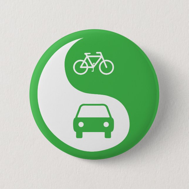 Share the Road Yin Yang 6 Cm Round Badge (Front)