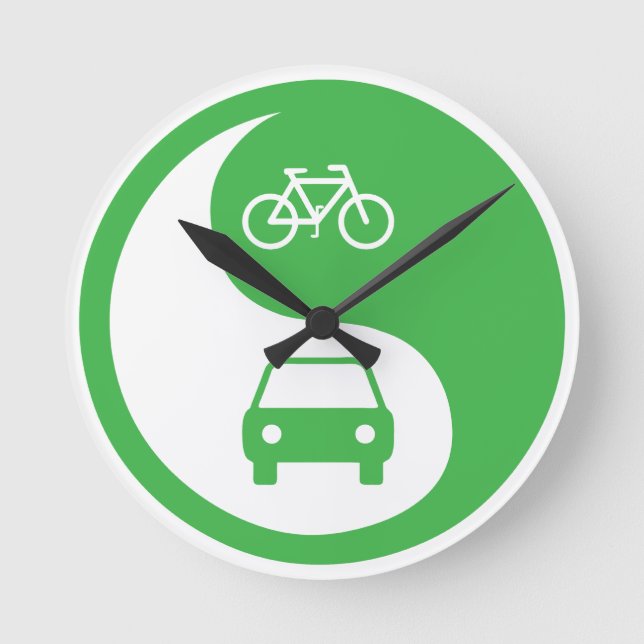 Share the Road Yin Yang Round Clock (Front)