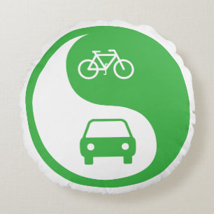 Share the Road Yin Yang Round Cushion