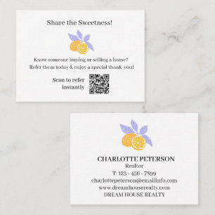 Share the Sweetness Lemon Summer Real Estate  Referral Card