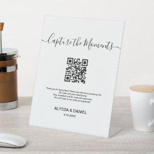 Share Wedding Photo Moments QR code Customisable Pedestal Sign