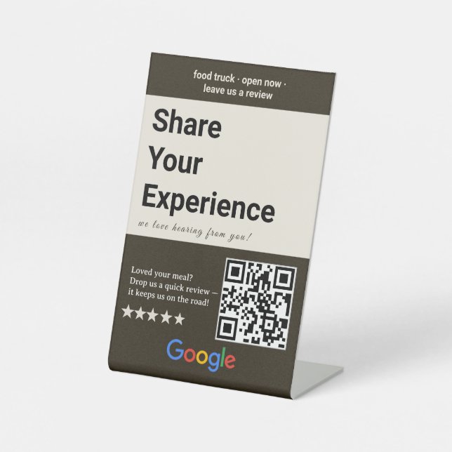 Share Your Experience Food Truck QR Code Sign (Front)