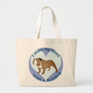 Share Your Heart - BULLDOG Large Tote Bag
