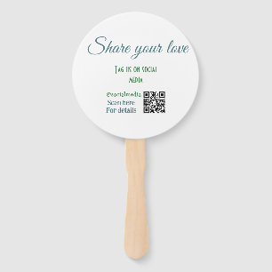 Share your love tag snap social media add q r code hand fan