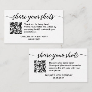 Share Your Photos QR Code Birthday Party small  Enclosure Card