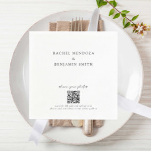 Share your Photos QR Code Minimal Wedding Elegant  Napkin