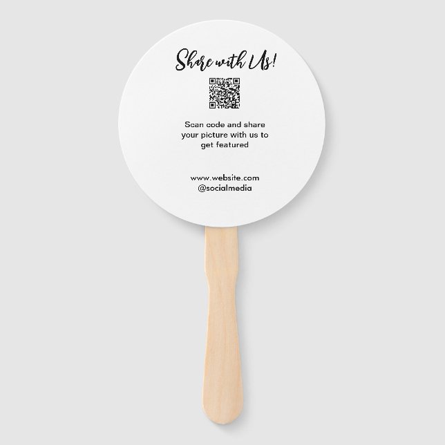 Share your picture scan QR code add website email  Hand Fan (Front)