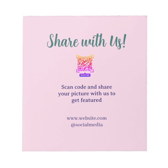 Share your picture scan QR code add website email  Notepad (Front)