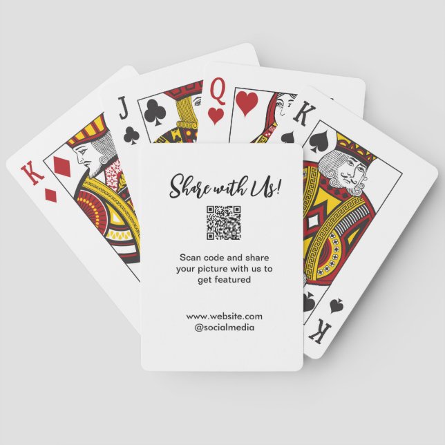 Share your picture scan QR code add website email  Playing Cards (Back)