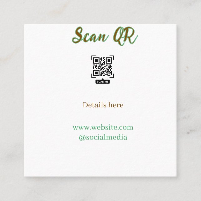 Share your picture scan QR code add website email  Square Business Card (Front)