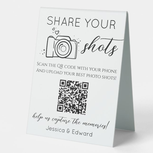 Share Your Shots Memorable Qr Code Black Wedding (Front)