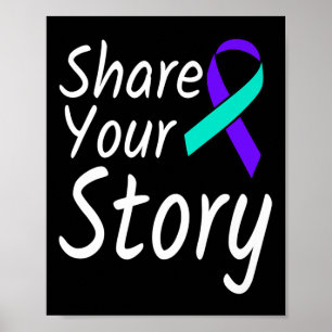 Share Your Story Suicide Prevention Ribbon Awarene Poster