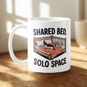 Shared Bed, Solo Space   Dog & Cat Humor Coffee Mug