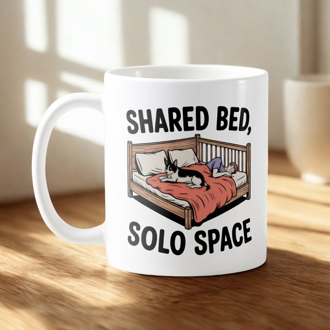 Shared Bed, Solo Space | Dog & Cat Humour Coffee Mug (Creator Uploaded)