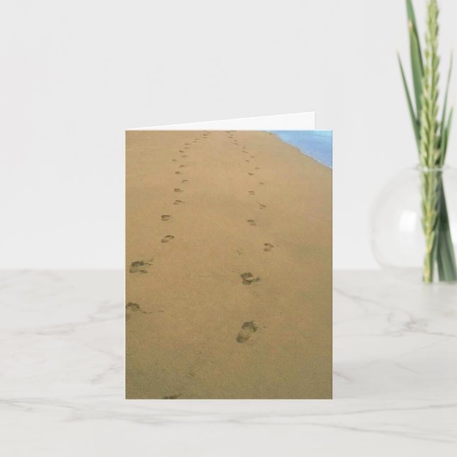 Shared Path Beach Tracks Sand Valentine's Day Card (Front)