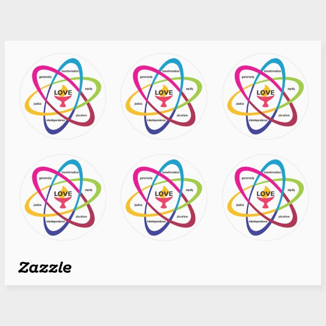 Shared Values Atom - Unitarian Universalist Associ Classic Round Sticker (Sheet)