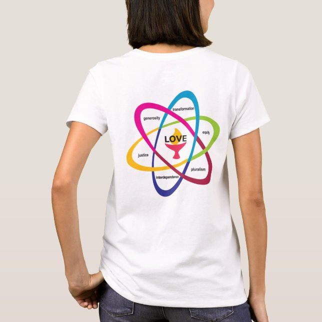 Shared Values Atom - Unitarian Universalist Associ T-Shirt (Back)
