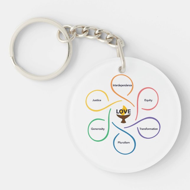 Shared Values Flower - Unitarian Universalist Flow Key Ring (Front)