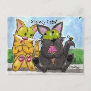 Sharedy Cats -Silly and Tig Postcard