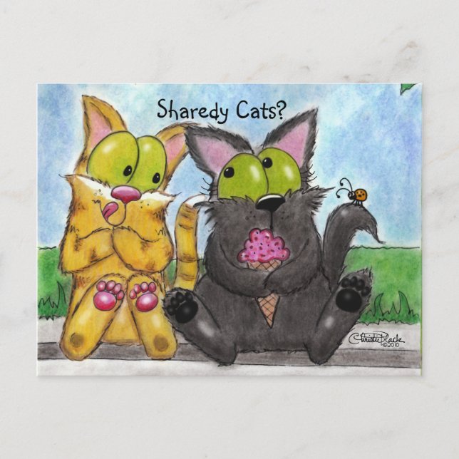 Sharedy Cats -Silly and Tig Postcard (Front)