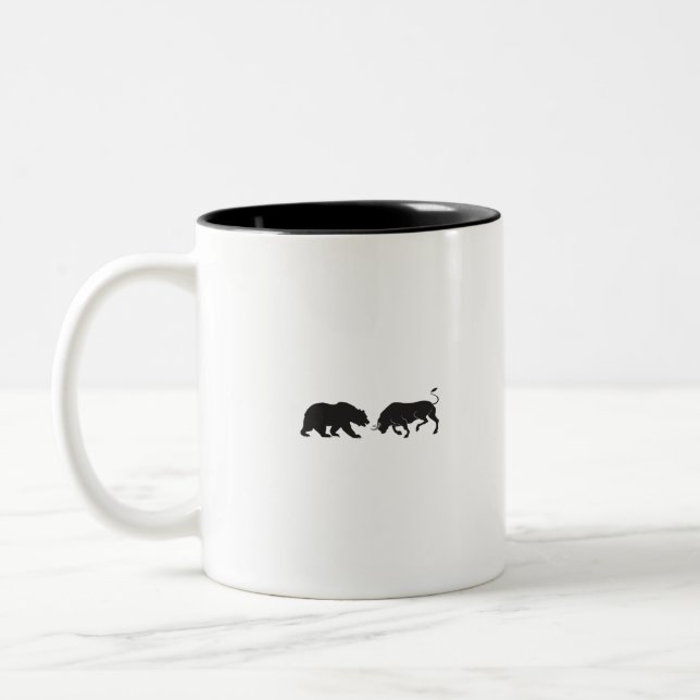 Shares Bear Bull Stock Exchange Two-Tone Coffee Mug (Left)