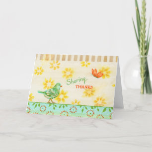 Sharing Bird and Butterfly Blank Greeting Card