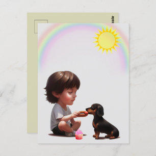 Sharing is Caring Dachshund Postcard