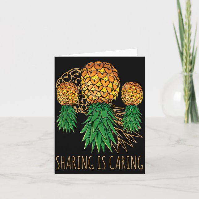 Sharing Is Caring Pineapple Hawaii Fruit Summer Card (Front)