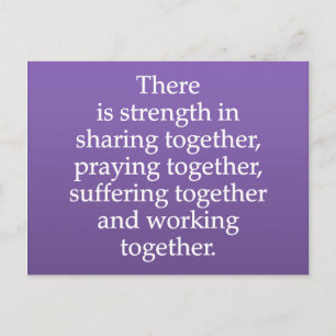 Sharing, Praying, and Working Together Postcard