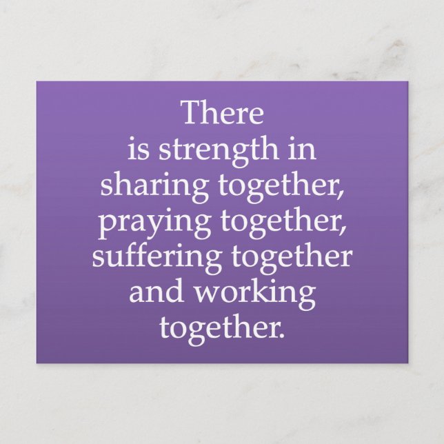 Sharing, Praying, and Working Together Postcard (Front)