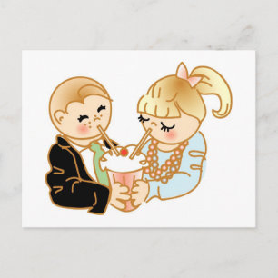 Sharing Romantic Ice Cream Postcard