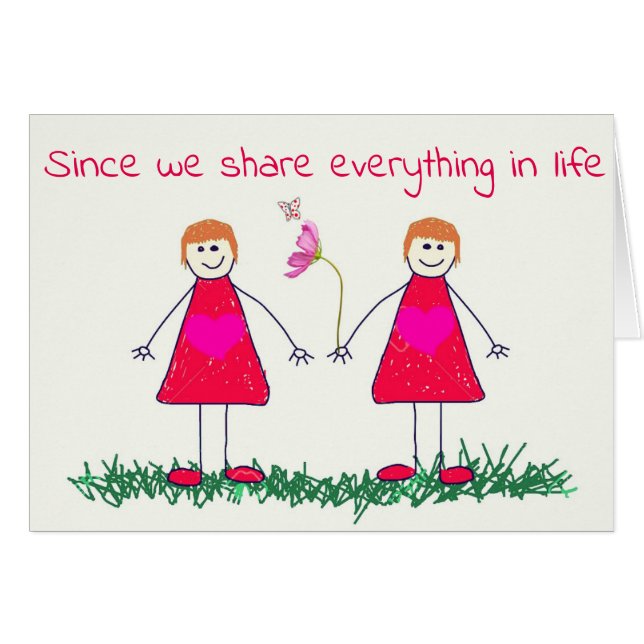 SHARING WINE WITH YOU **TWIN** ON BIRTHDAY (Front Horizontal)