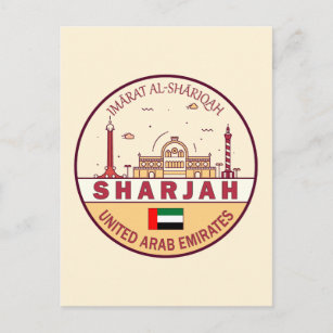 Sharjah United Arab Emirates City Skyline Emblem Postcard