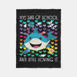 Shark 100 Days Of School And Still Loving It Shark Fleece Blanket