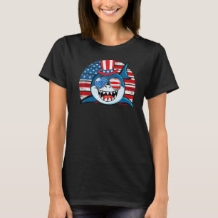 Shark 4th Of July American Flag Boys Kids Men Jaws T-Shirt