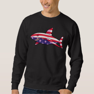Shark 4th Of July Boys Toddler Kids American Flag Sweatshirt