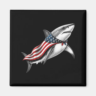 Shark 4th Of July Us Aamerican Flag Patriotic Magnet