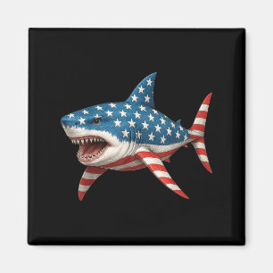 Shark American Flag 4th of July Independence day Magnet