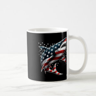 Shark American Flag Usa 4th Of July Funny Boys Gir Coffee Mug