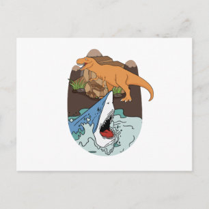 Shark And Dinosaur Boys Postcard