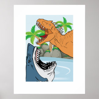 Shark And Dinosaur For Boys Gifts Poster